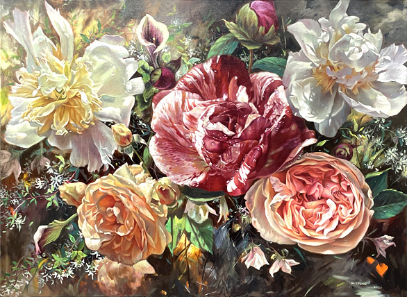 Zoe Feng nz flower artist, moment, oil on linen